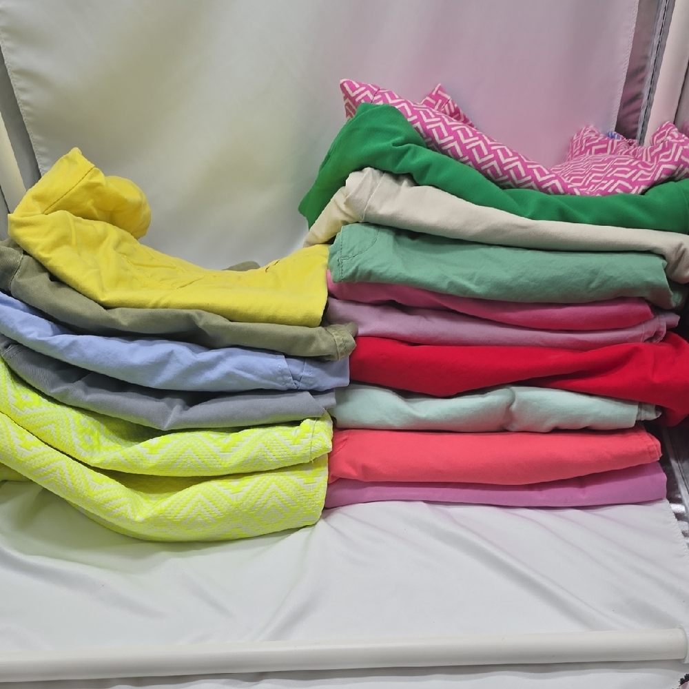 Multiples Yellow and Green Casual Shorts Lightweight Elastic Waist